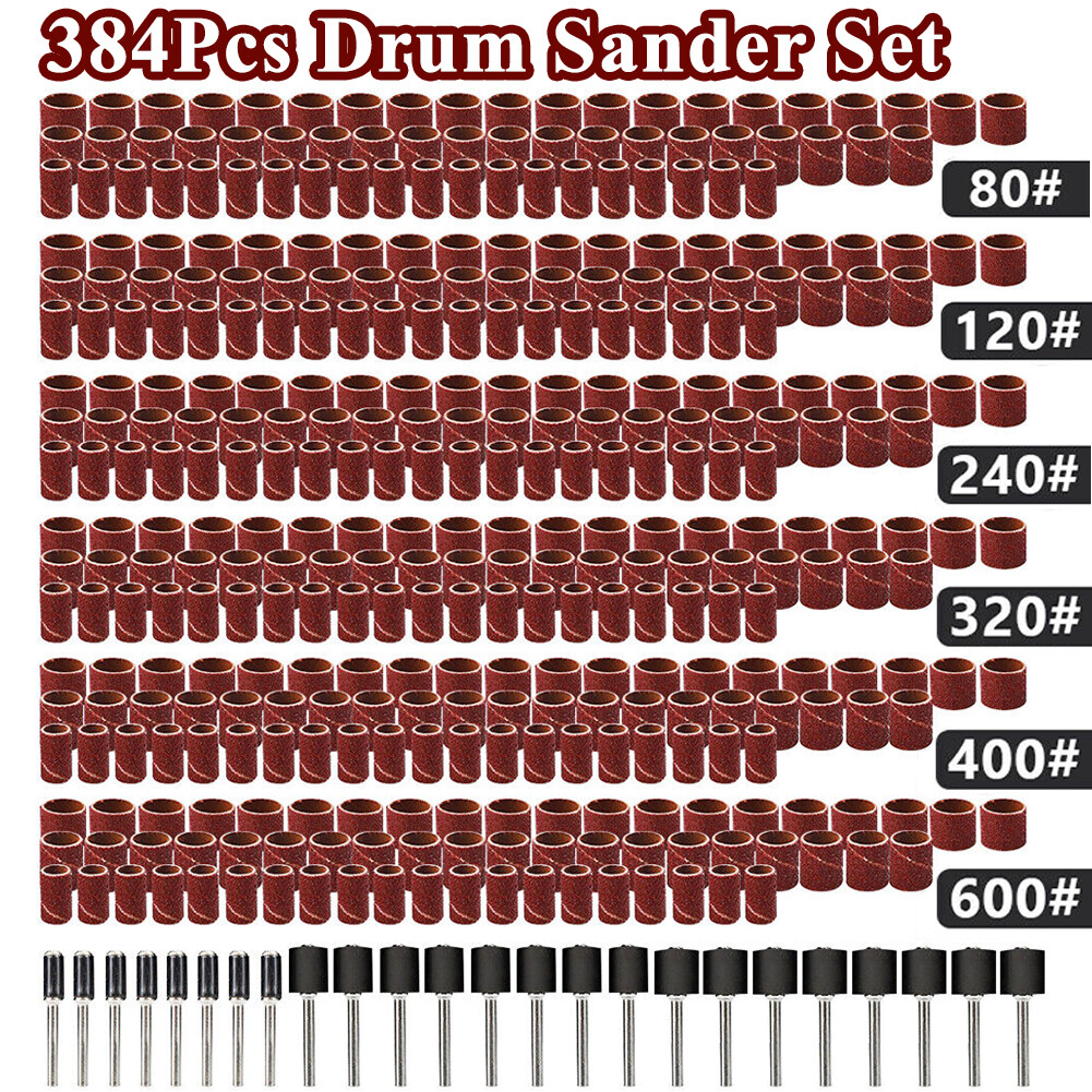 384 Pcs Drum Sander Kit Nail Sanding Polishing Mandrel for Dremel Rotary Tools gallery
