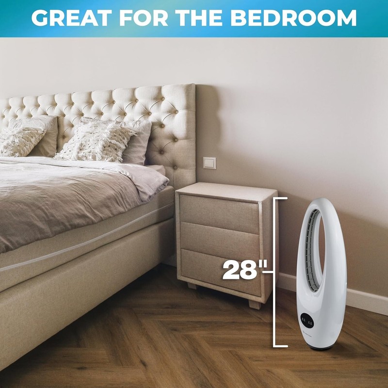 Comfort Zone 28" Oscillating Bladeless Tower Fan with Remote Control, 3-Speeds gallery