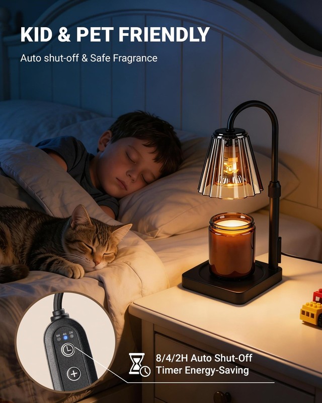 Candle Warmer Lamp with Timer & Dimmer, Shatterproof PC Shade, Adjustable Hei... gallery