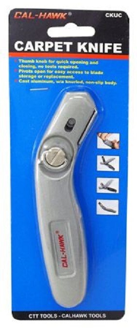 CAL-HAWK Non-Slip Coated Aluminum Utility Carpet Knife with Extra Blade Storage gallery