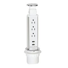 Pop up Outlet for Countertop, Receptacle Power Strip with 3 AC Outlet 2 USB Port