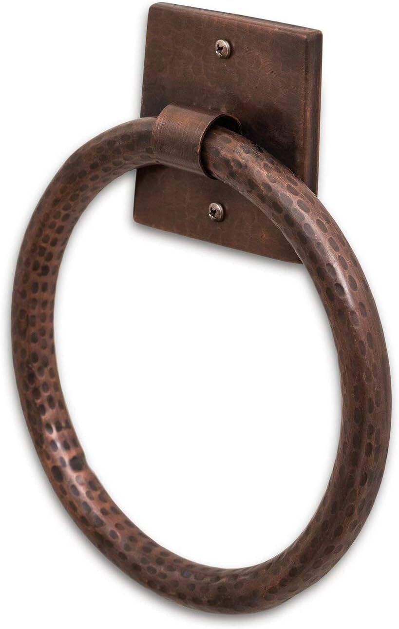 17089 Hand Hammered Bathroom Hardware Towel Ring Pure Copper gallery