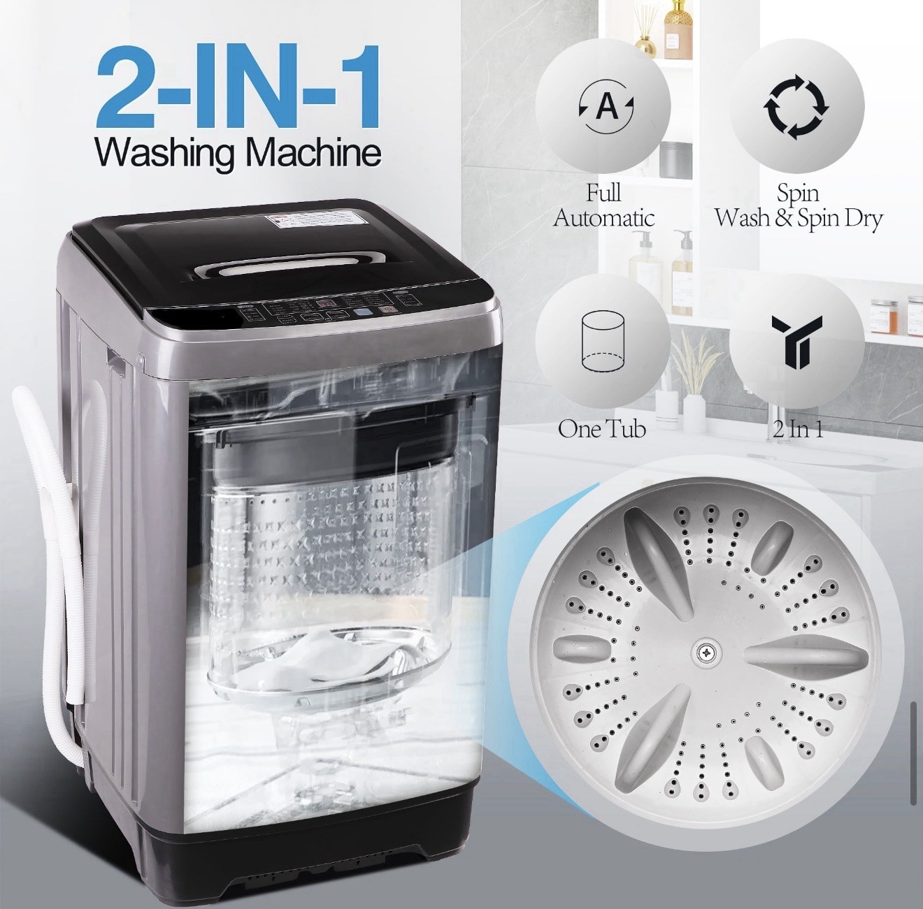 20Lbs Washing Machine Full Automatic Portable Washer with Drain Pump for Home gallery