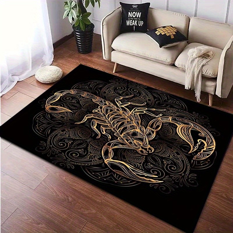 Golden Scorpion Design Large Area Rug -Washable Polyester Carpet for Living Roo gallery