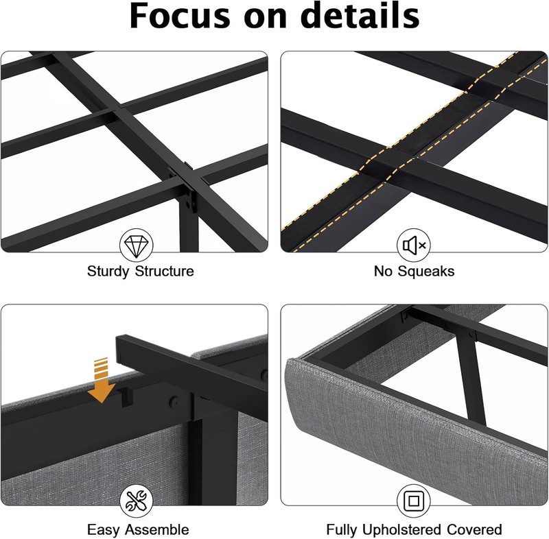 King Bed Frame ,Floating Metal Bed Frame King with LED Lights gallery