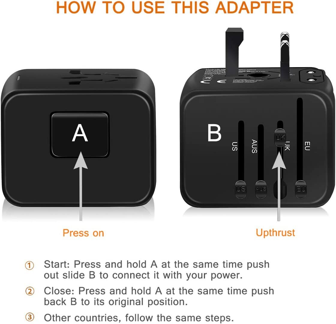 International Travel Adapter Universal Power Adapter 2.4A 4xUSB European UK AUS gallery