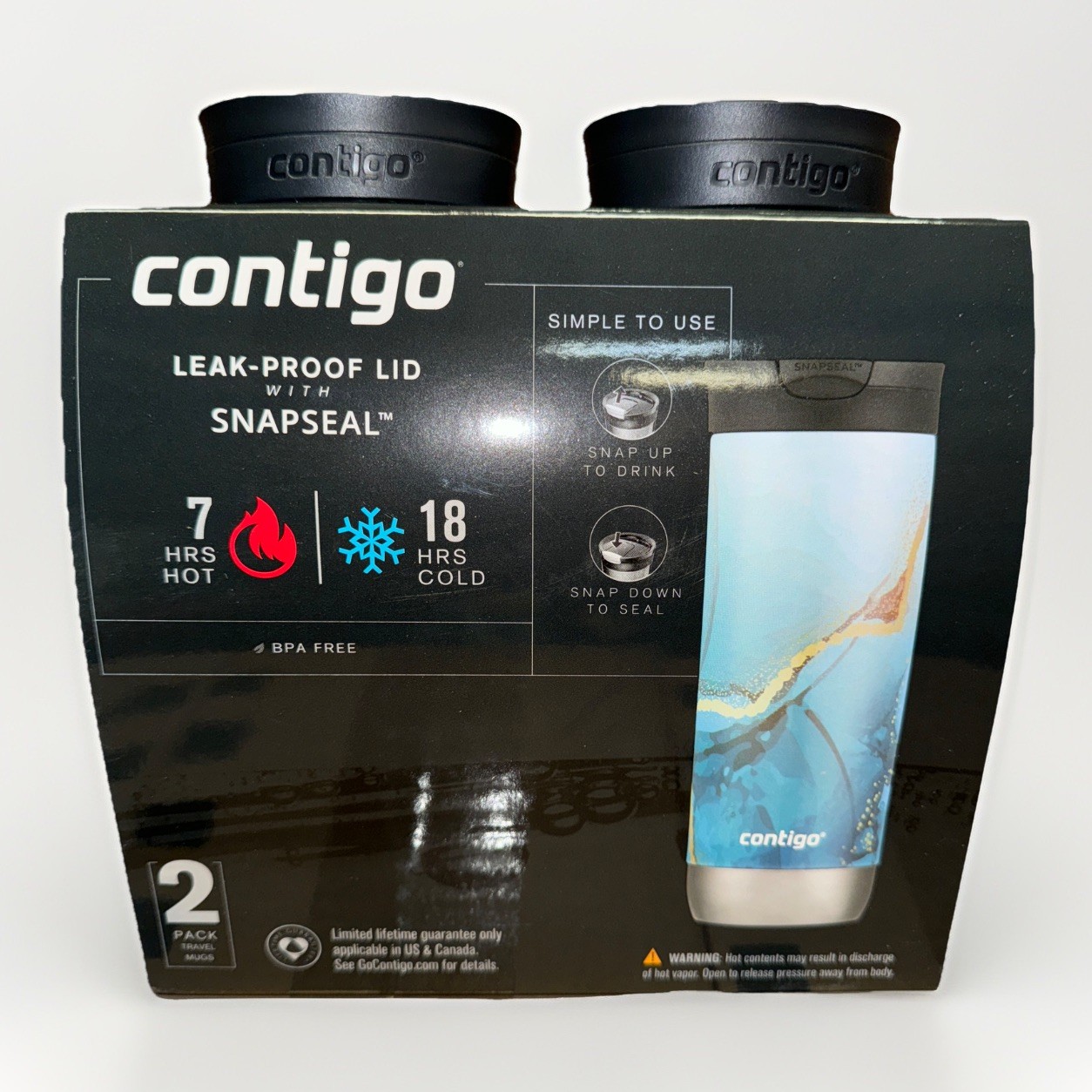Contigo SNAPSEAL Insulated Stainless Steel Travel 2pk 20oz., Midnight Terrazzo & gallery
