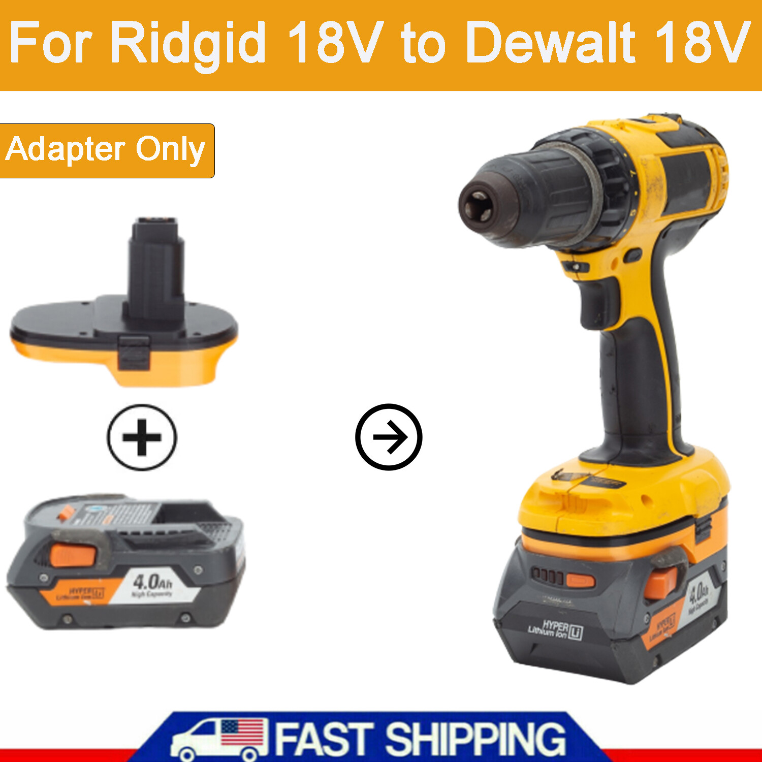 Battery Adapter Converter For Ridgid 18V Li-ion Battery to for Dewalt 18V Tools gallery