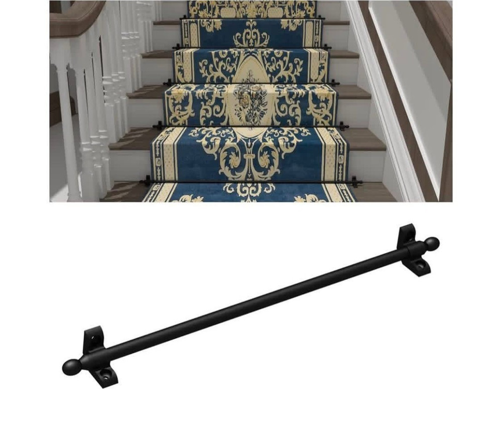 Solid Brass Stair Rods for Carpet Runners Set of 5, Black Stair Runner Rods 28"