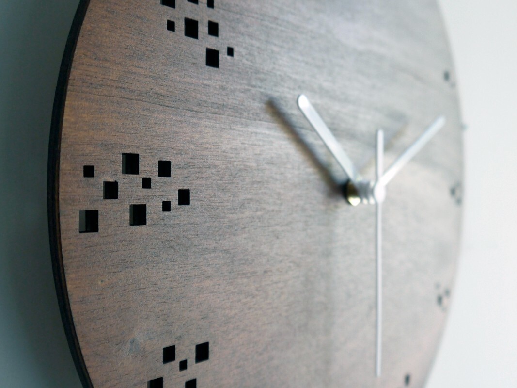 10" Modern Dark Walnut Square Numbers Wooden Wall Timepiece for Bedroom & Office gallery