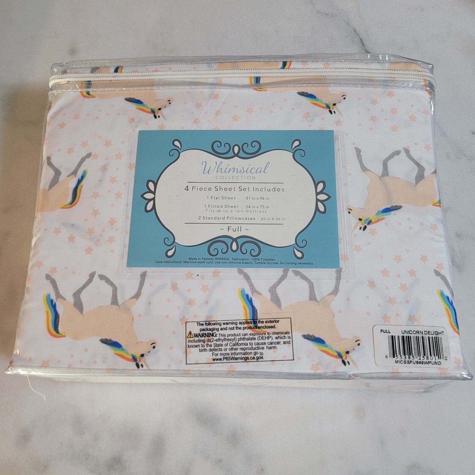 Elite Home Products Inc. Microfiber Unicorn Delight Sheet Set, Pink, Full gallery
