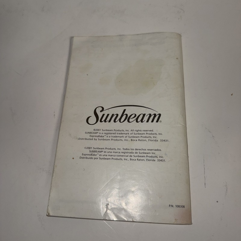 Sunbeam 5890 Breadmaker User Manual English And Spanish Instruction Recipes gallery