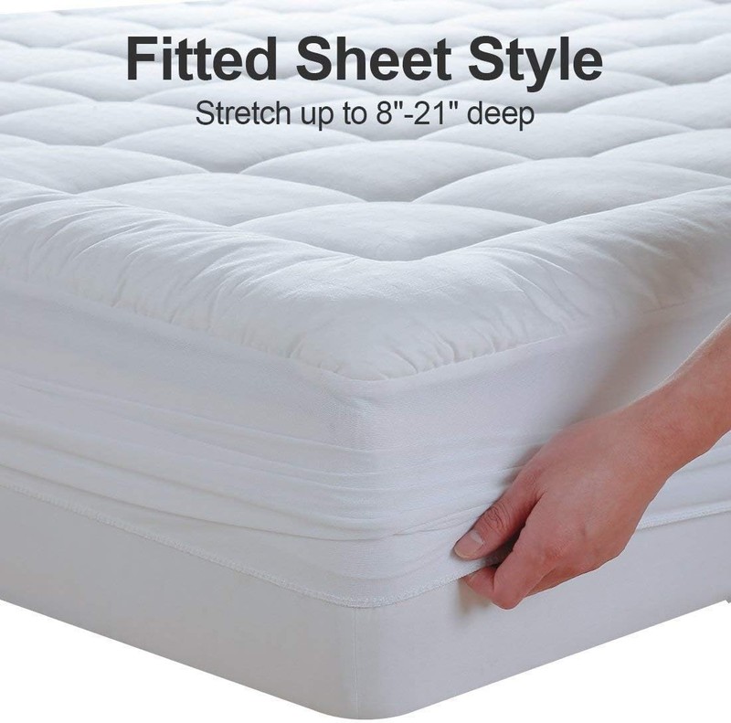 Queen Size Mattress Pad Pillow Top Mattress Cover Quilted Fitted Mattress Protec gallery