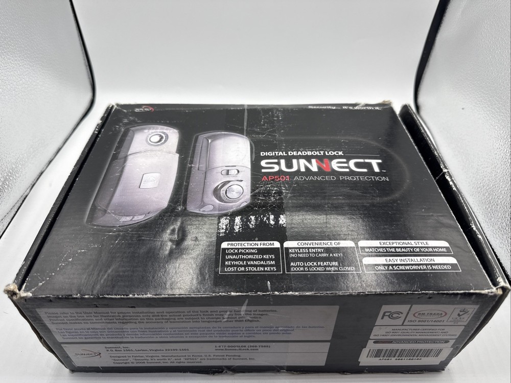 Sunnect AP501 Digital Keyless Deadbolt Lock Set Silverfinish, Complete w/ 2 Keys