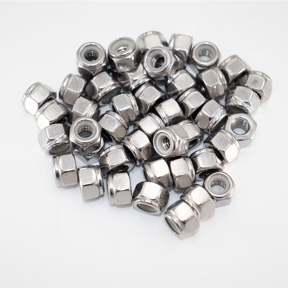 1/4"-20 Nylon Insert Hex Lock Nuts 50 Pack 304 (50 pcs), Silver gallery