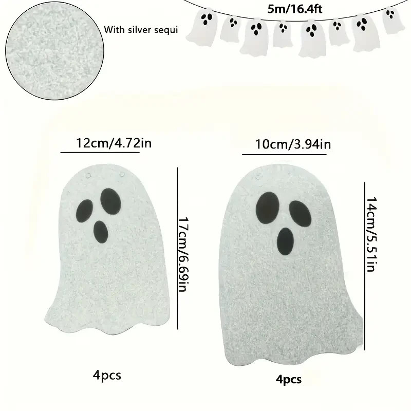 Spooky Halloween Ghost Pull Banner 5m/16.4ft White Paper Ghosts Black Eye gallery