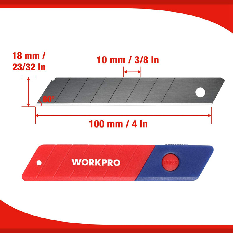 WORKPRO 100PC 18mm Snap-off Replacement Blades SK5 Steel Blade for Utility Knife gallery