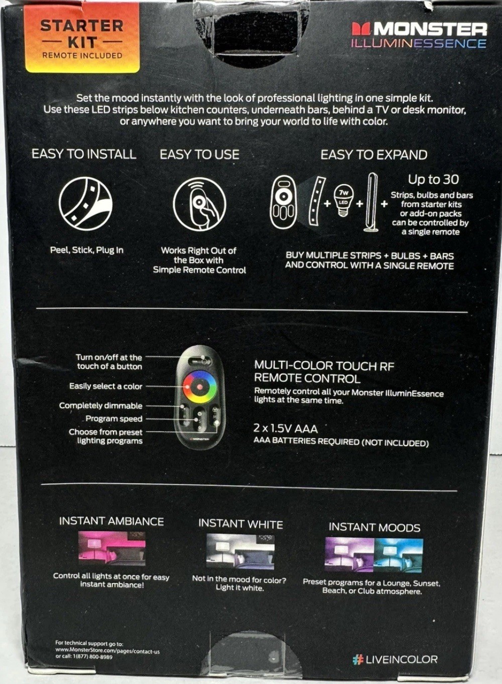 MONSTER Illuminessence LED STRIP LIGHT KIT with Remote Control NEW IN BOX! gallery