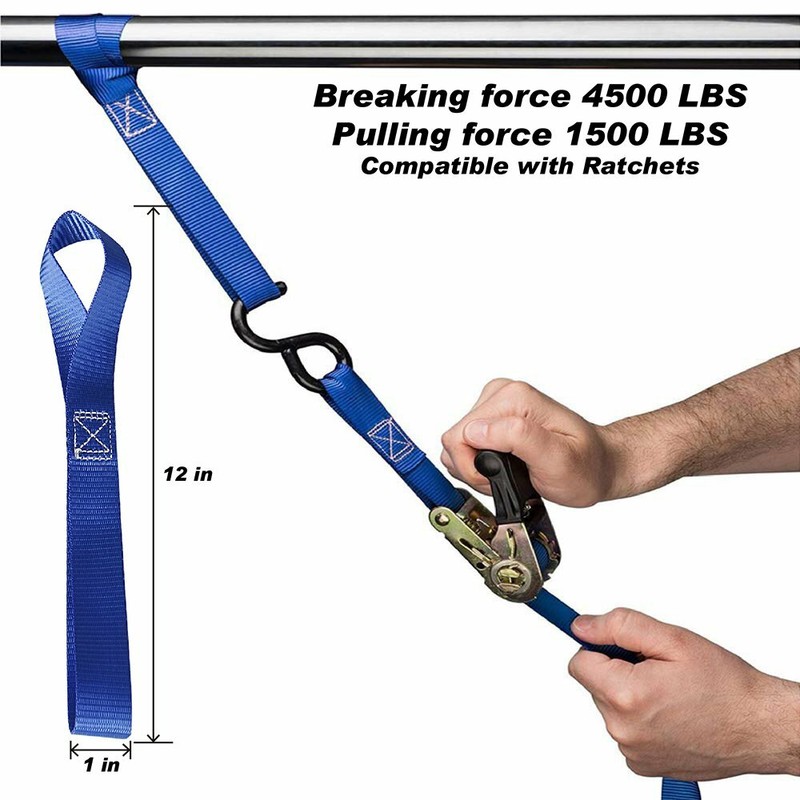 Soft Loop Tie Down Straps - 1,500Lbs Load Capacity & 4,500 Lbs Breaking Strength gallery
