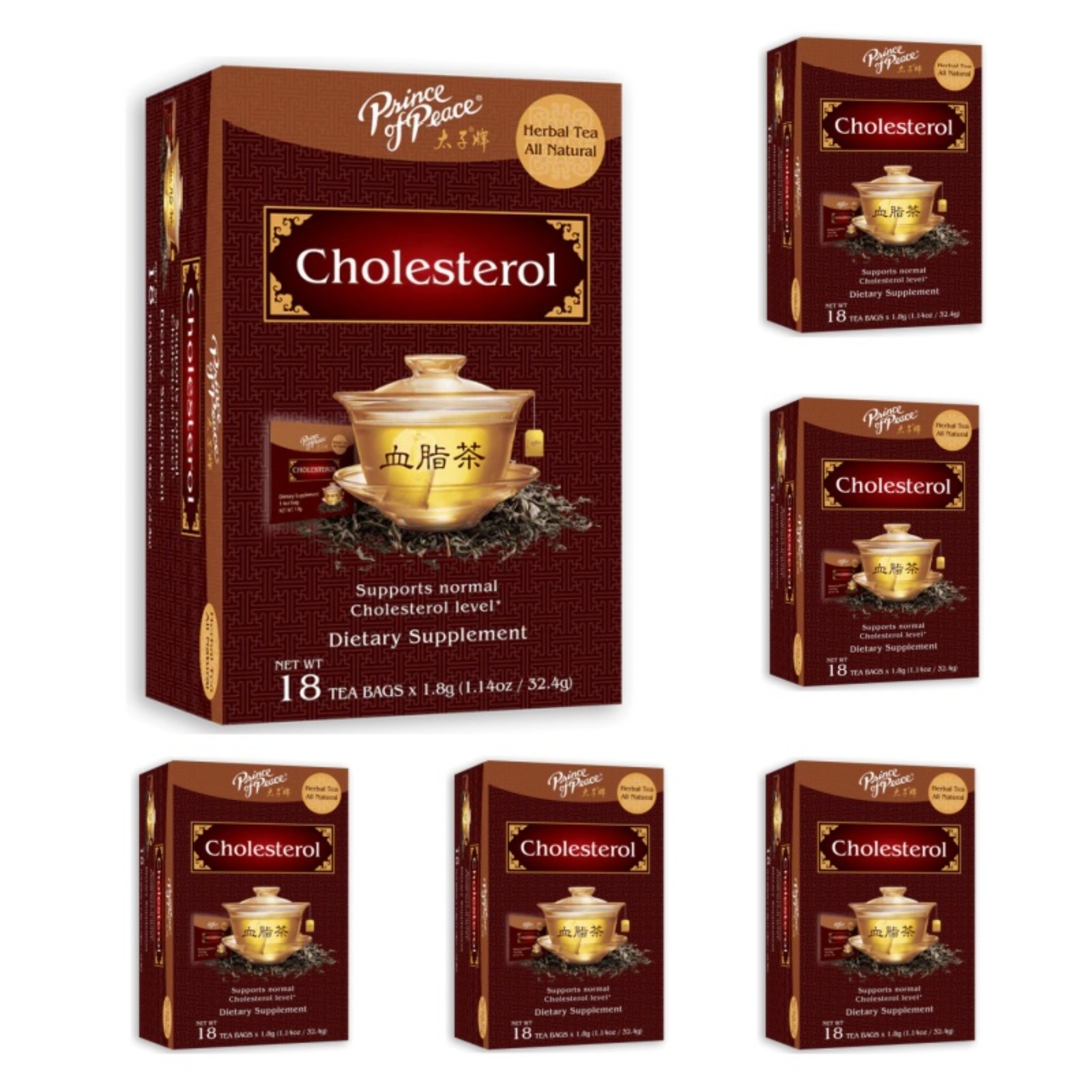 Cholesterol Tea Herbal Tea, 18 Tea Bags Each Box -(6 Boxes) Prince of Peace gallery
