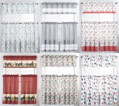3 Piece Kitchen Window Curtain Panel Tiers & Valance Set – Various Designs