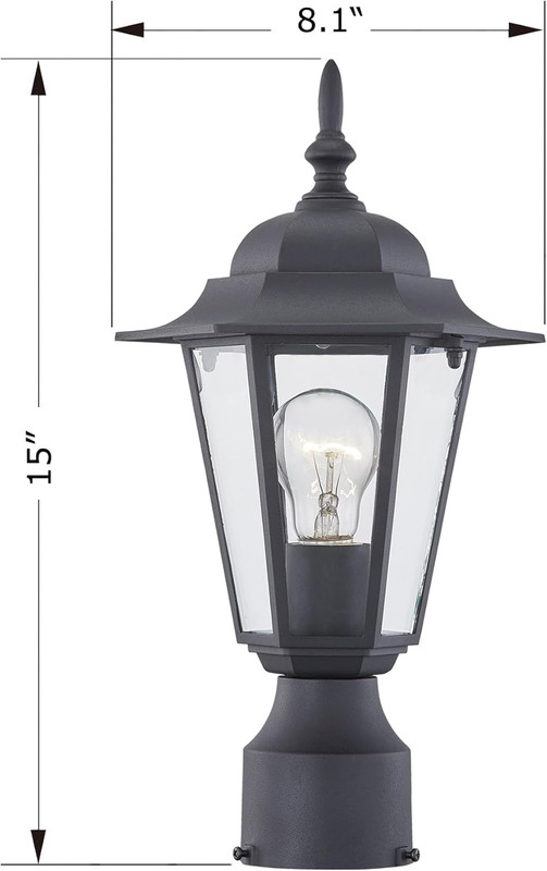 Outdoor Post Light, Pole Lantern, E26 Base 60W Max, Aluminum Housing plus Glass, gallery