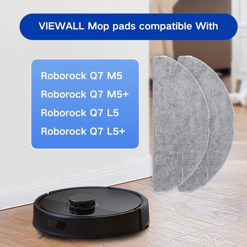 VIEWALL 6 Pack Microfiber Mop Cloths Compatible with Roborock Q7 M5 / Q7 M5+ / Q gallery