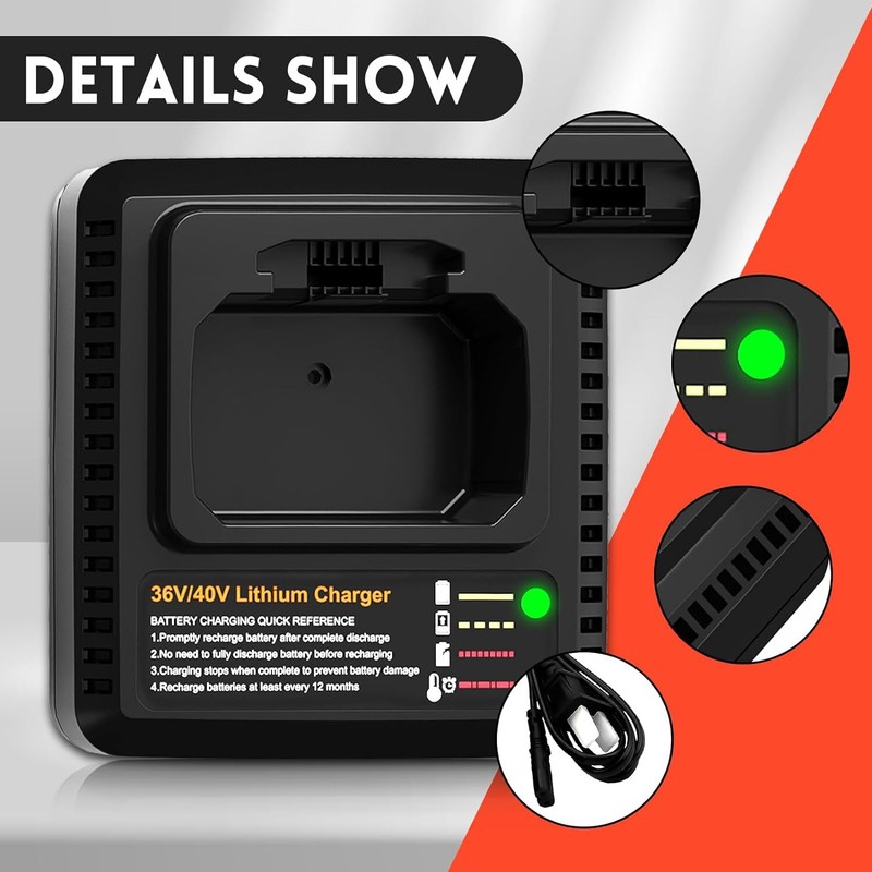 For Black Decker 40V 40Volt Lithium Charger / Battery LBX2040 LST136 LBX1540 gallery