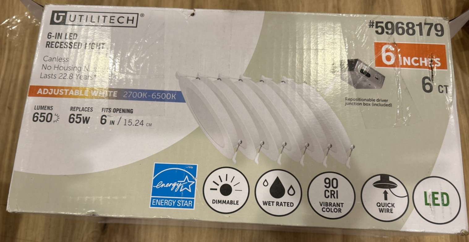 Utilitech 6in Recessed Lights 6 Pack LLEDR6XTP (R) gallery