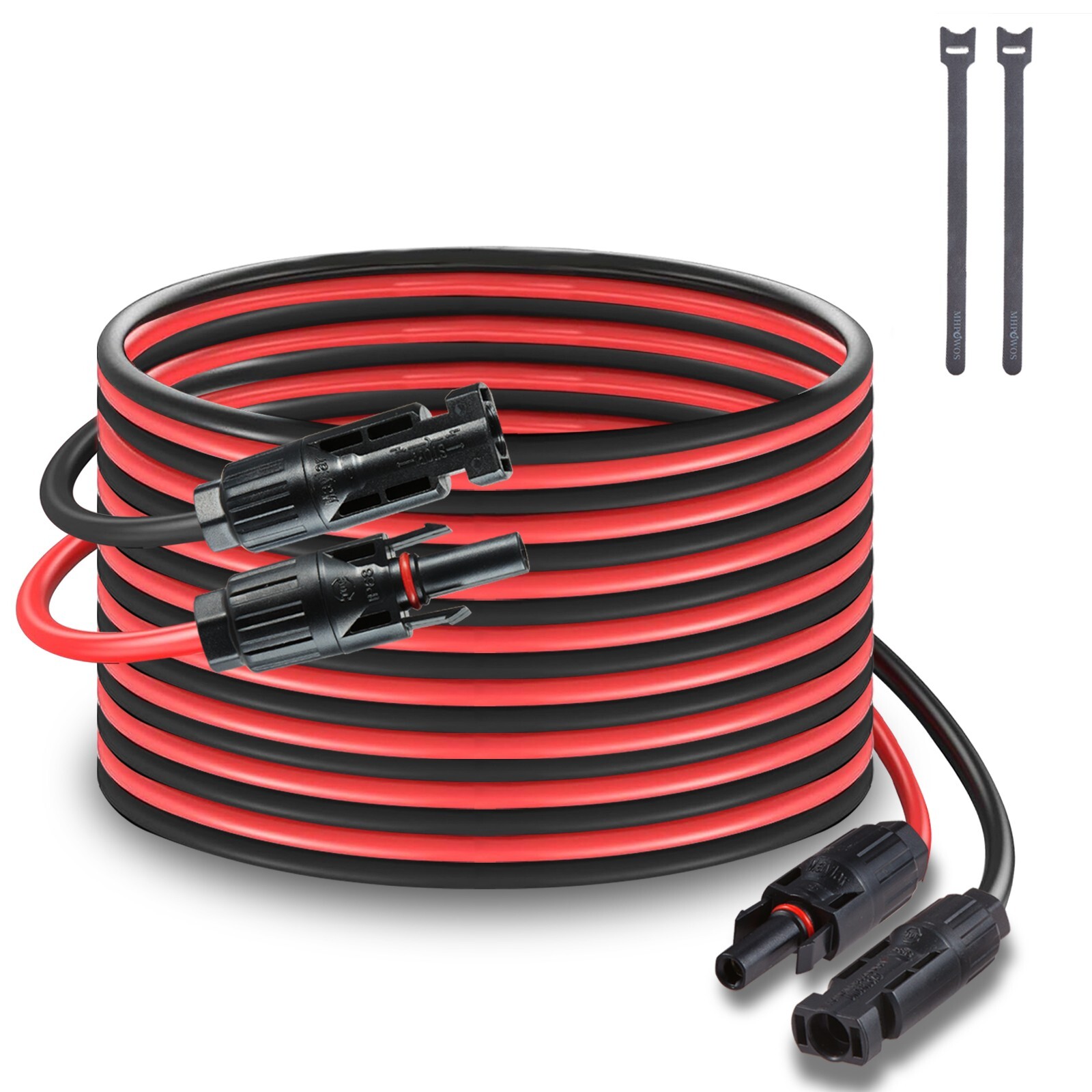 MHPOWOS 20Ft 12 AWG Solar Panel Extension Cable Solar Wire Connectors Black Red gallery