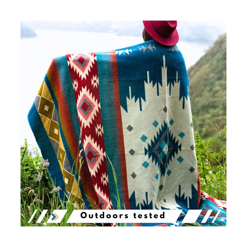 Native Pattern, Alpaca Wool Blanket Queen Size, Cozy Blanket Handmade in Sout... gallery