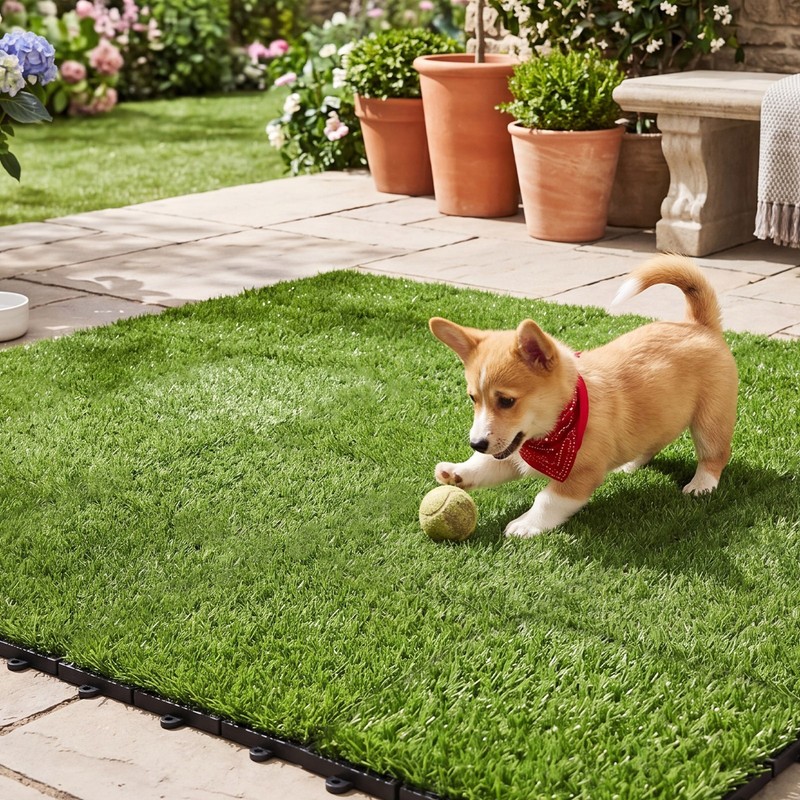 30PCS Interlocking Artificial Grass Tiles 12”x12” for Patio Balcony Backyard gallery
