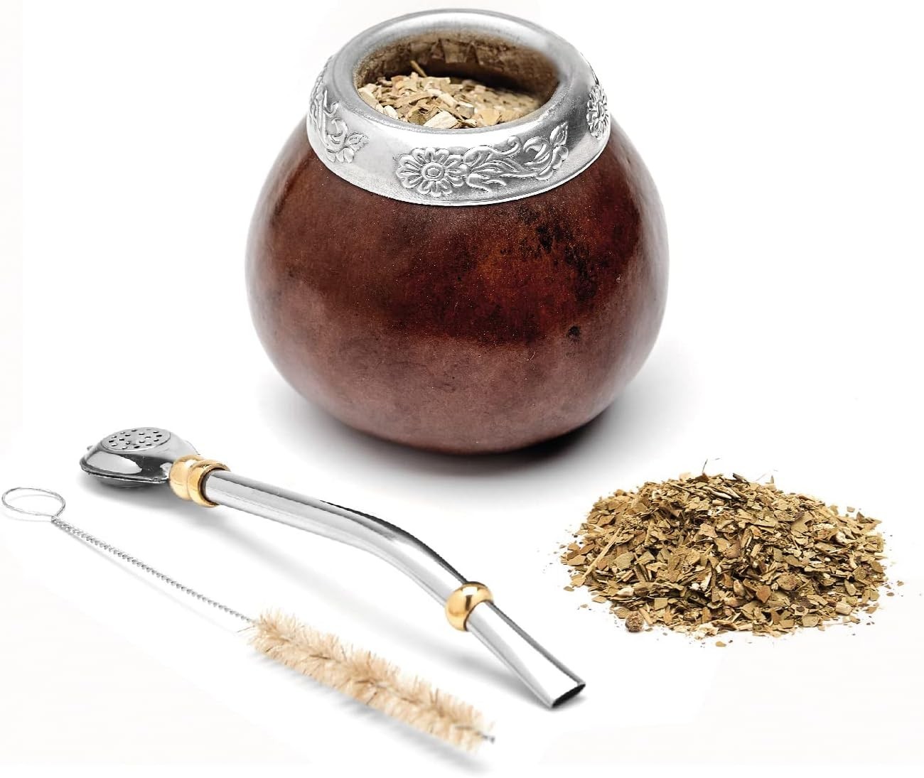 Yerba Mate Gourd Set (Original Natural Handmade Yerba Mate Cup Argentina) - Incl gallery