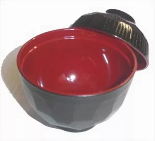 2 Pack Plastic Lacquered Miso Soup Rice Bowl with Lid Made in Japan 1904x2 gallery