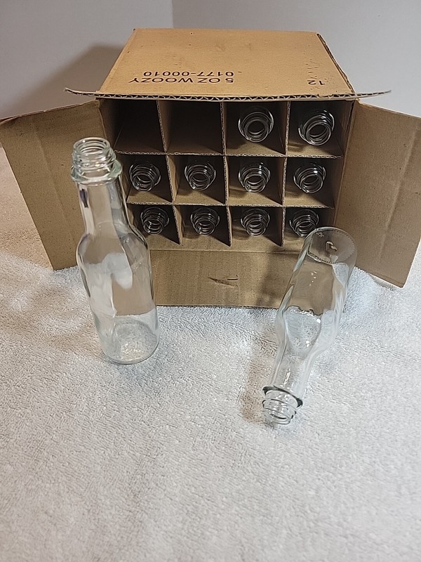 12 Pack 5oz Clear Empty Glass Small Hot Sauce Woozy Bottles NO Caps included gallery