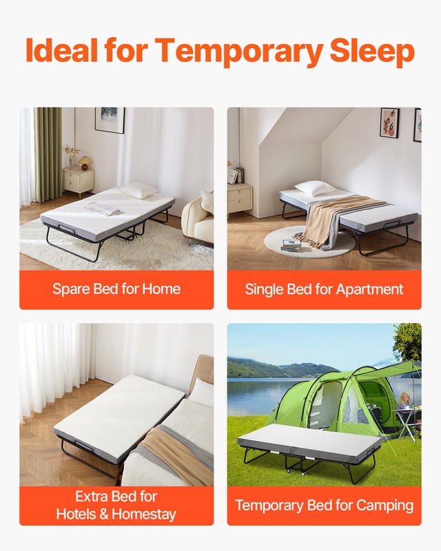 Rollaway Bed Folding Bed with 4 in Foam Mattress for Adults and Guest gallery