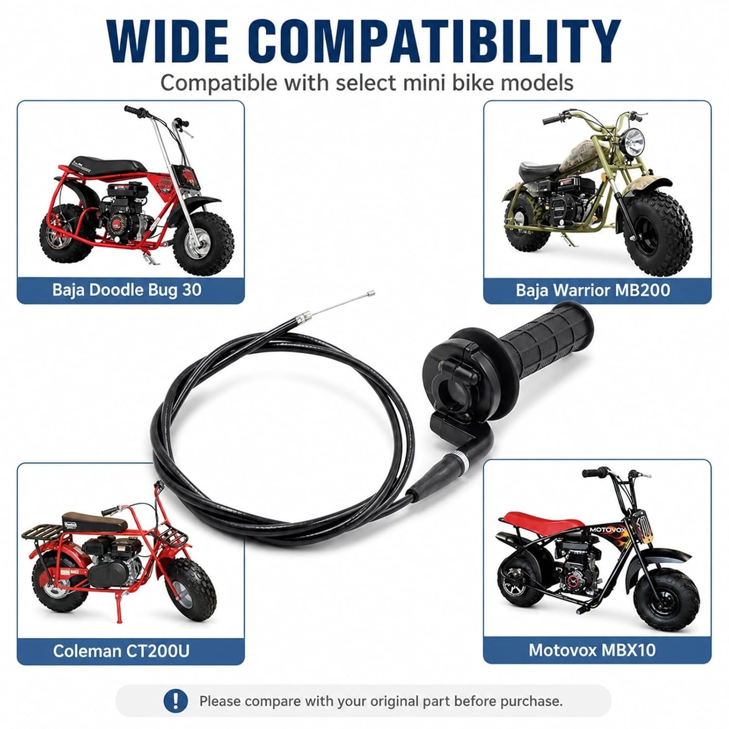 7/8" Twist Throttle Cable Kit for Coleman 200cc CT200U MB200 Engines gallery