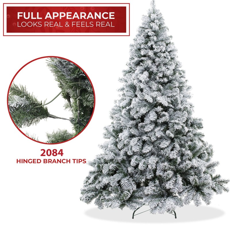 OPEN BOX - 9FT Snow-Flocked Pine Realistic Artificial Christmas Tree with Stand gallery