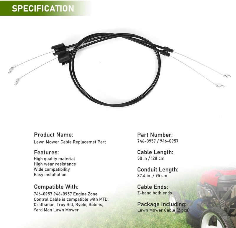 2Pcs 56Inch Replacement Engine Brake Zone Control Cable For Craftsman Lawn Mower gallery