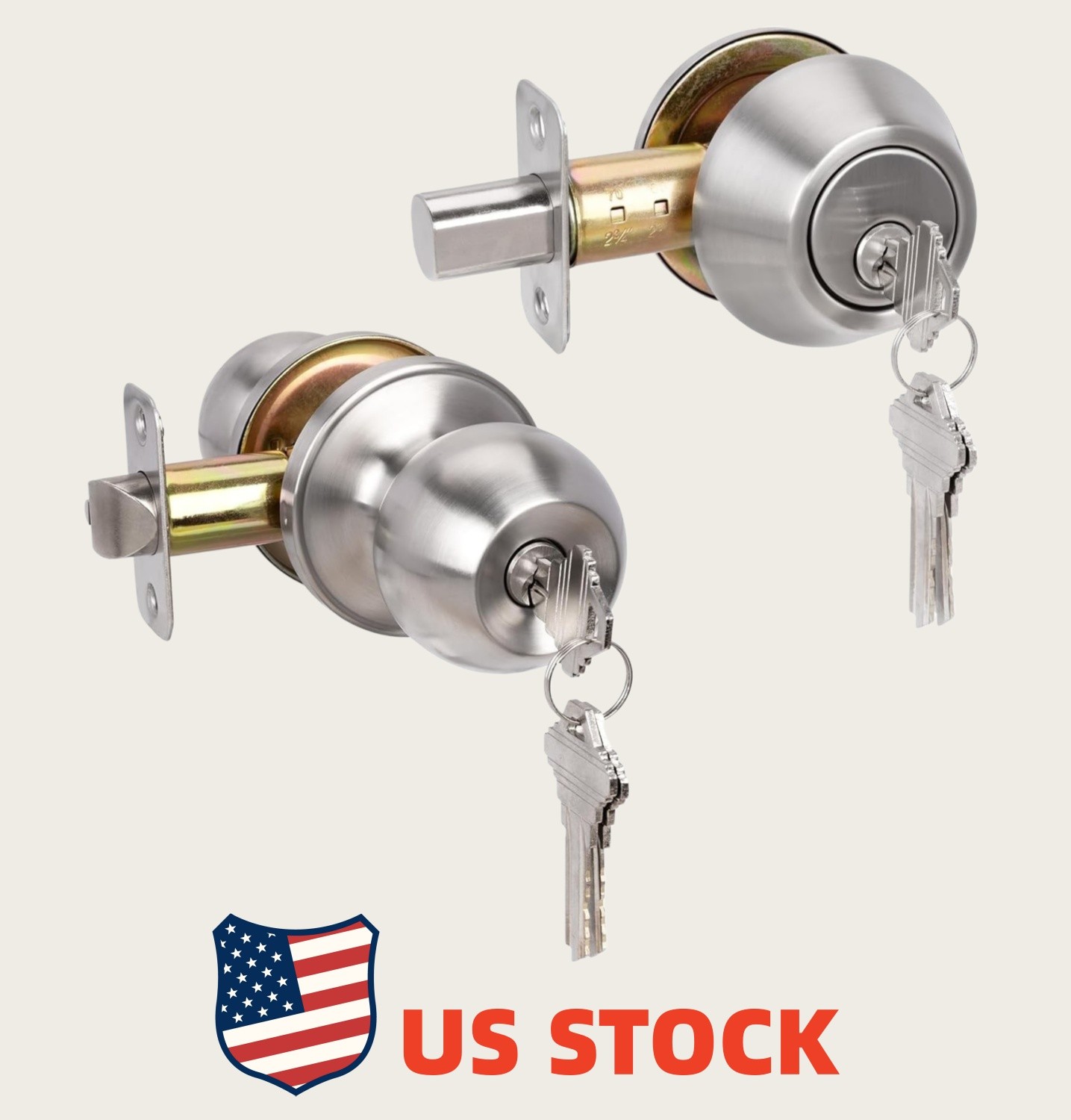 Keyed Alike Deadbolt & Door Knob Set Exterior Single Cylinder Lock Combo gallery