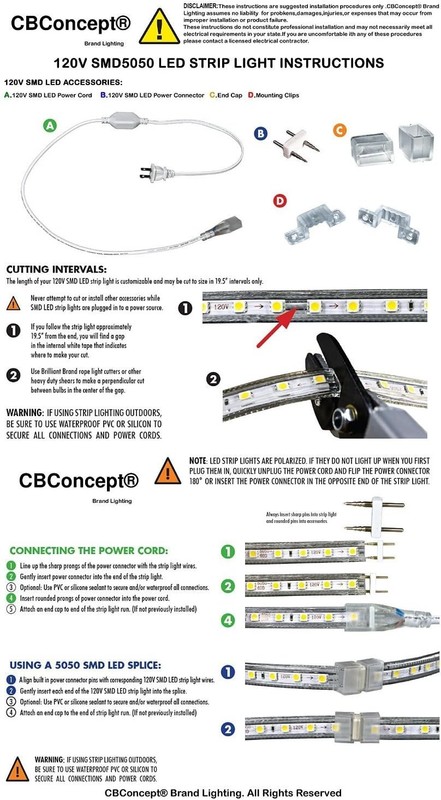 4000K Soft White, Dimmable, 110-120V AC Flexible Flat LED Strip Rope Light, gallery
