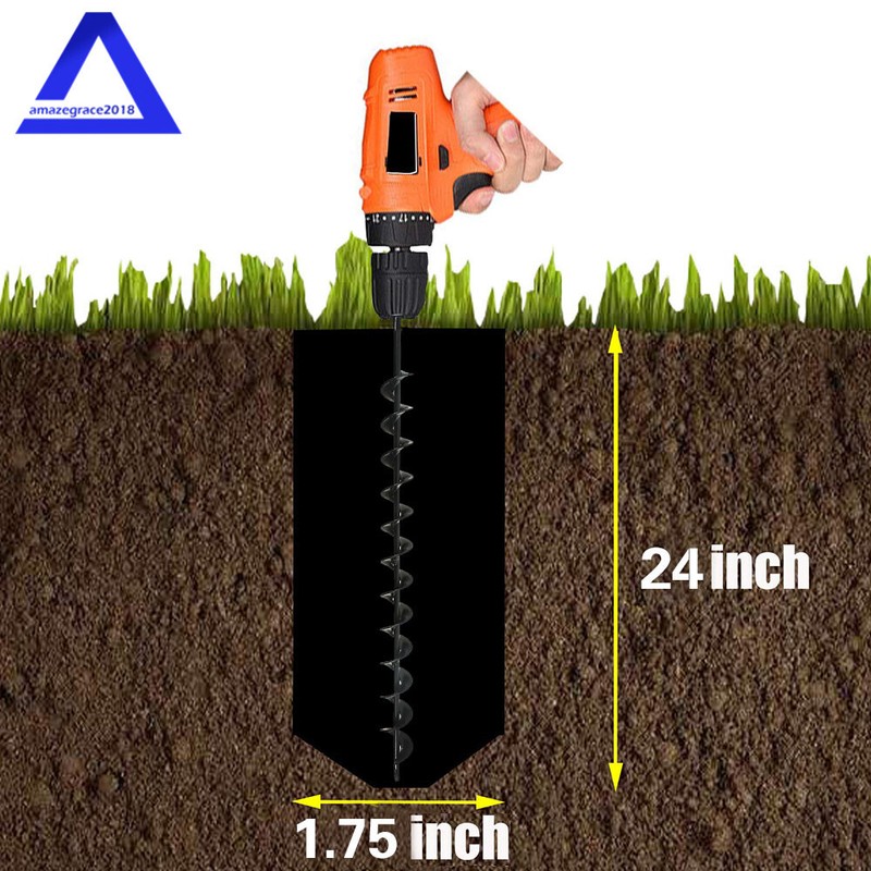 Rust-Proof Auger Drill Bit 1.75" × 24" Garden Plant Flower Rapid Planter Spiral gallery