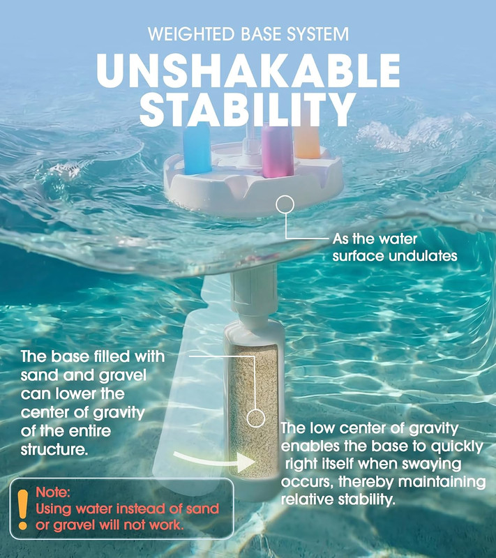 7FT Floating Table Umbrella with Base & Cup Holder, Portable Pool Umbrella for i gallery
