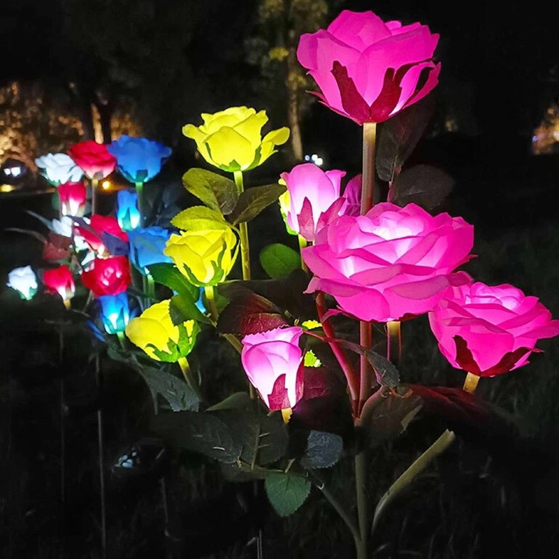 2/5 Pack Solar Power Rose Flower Lights Outdoor Garden Landscape Yard Lamp Decor gallery