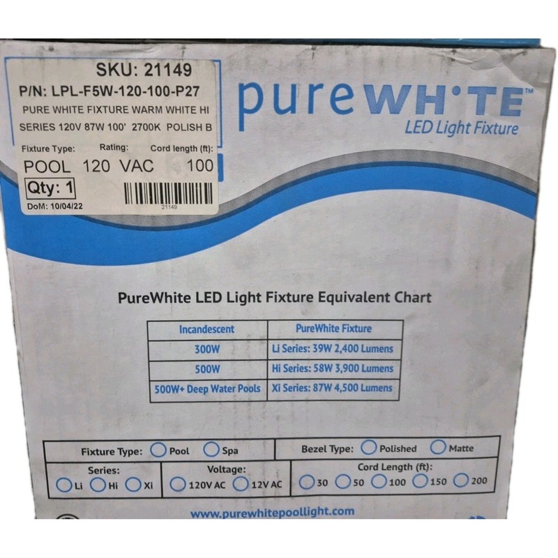 J&J Electronics PureWhite LED Pool Light XI Series | 120V Warm White gallery