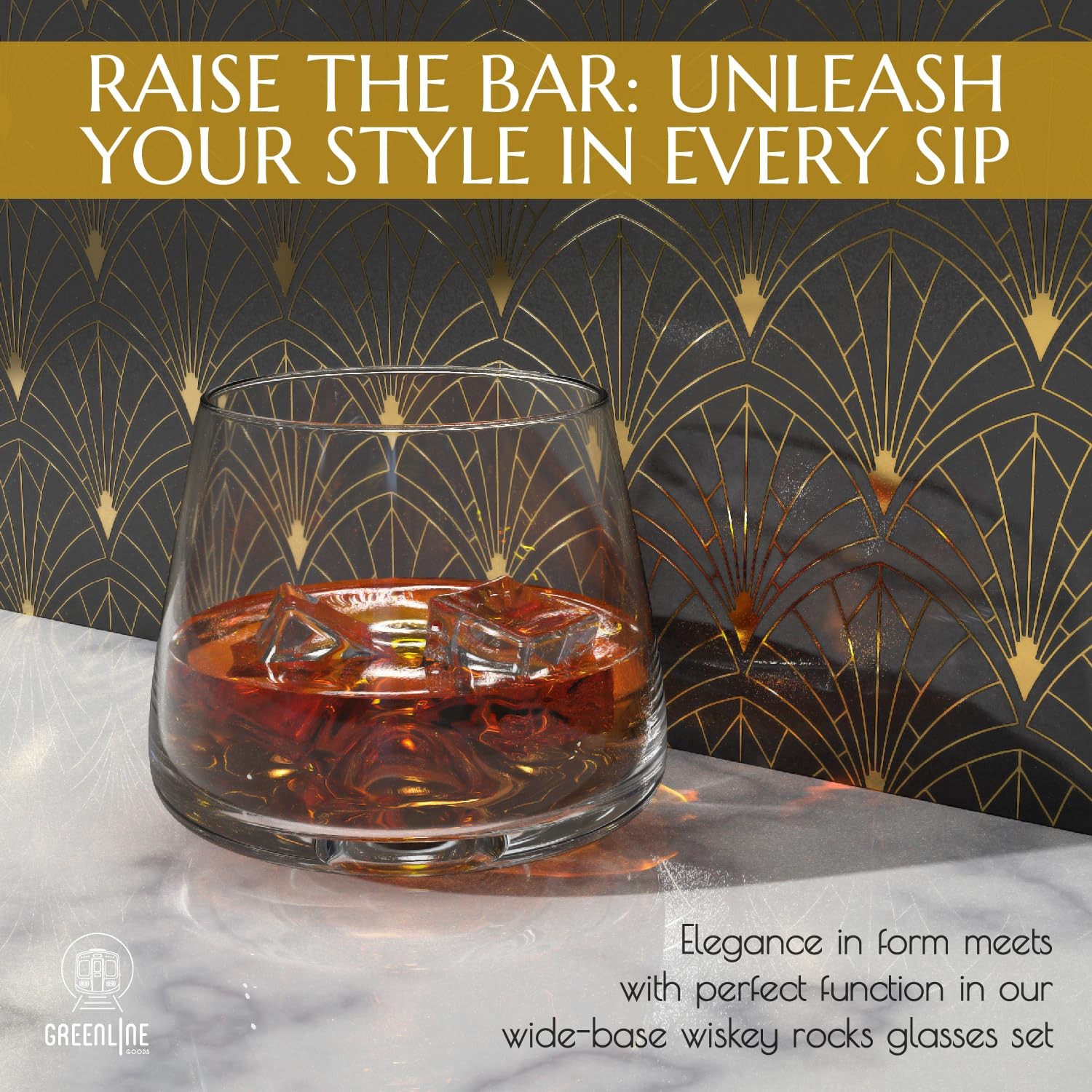 Greenline Goods Whiskey Glasses Set | Large 14 oz Crystal of 2, Clear gallery