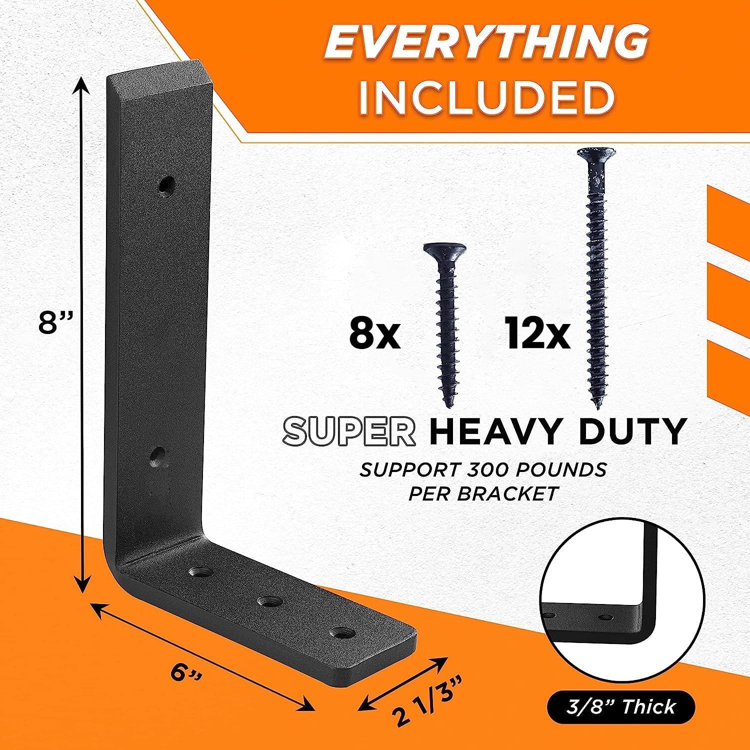 8” Countertop Support Steel Brackets (4 PCS) for Large Granite - Heavy Duty L... gallery