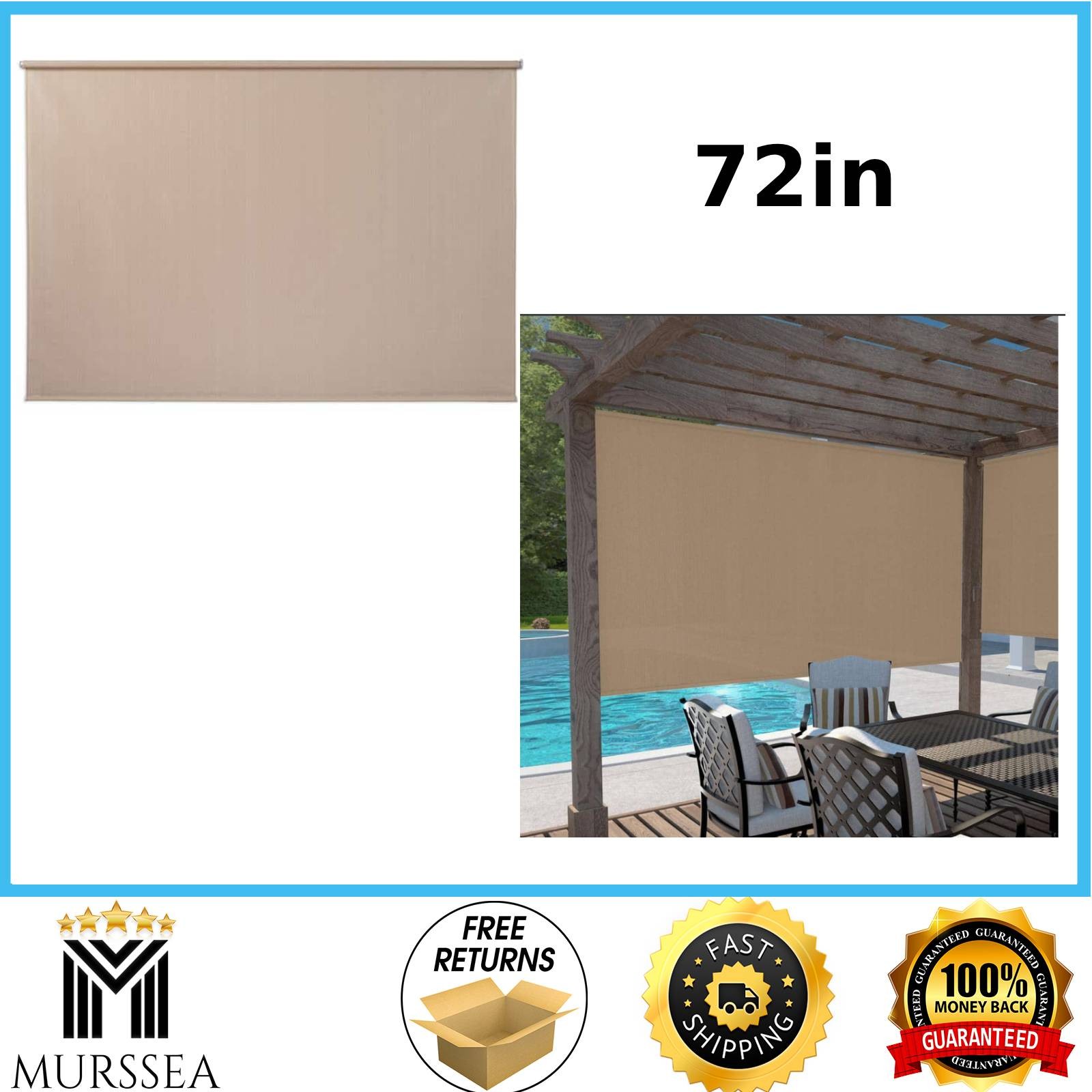 Coolaroo - Cordless Spring Operated Exterior Roller Shade - 72 in. W x72 in gallery