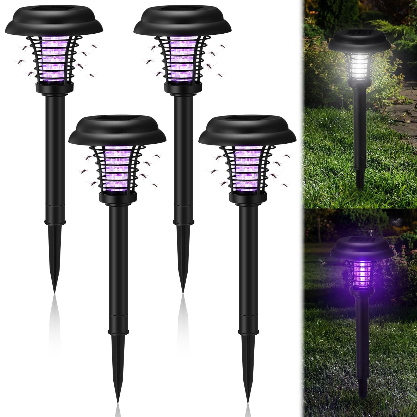 4PCS Solar Bug Zapper Outdoor Waterproof Mosquito Killer Lamp Garden Patio Light gallery