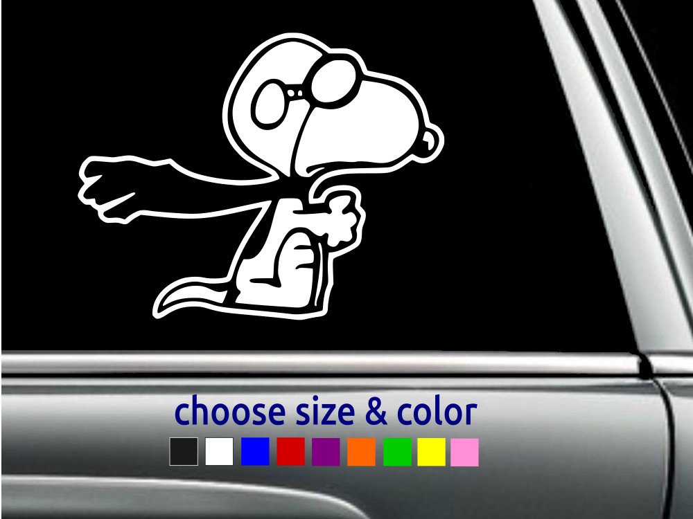 SNOOPY AVIATOR Peanuts Vinyl Decal Wall Car Window Sticker CHOOSE SIZE COLOR gallery